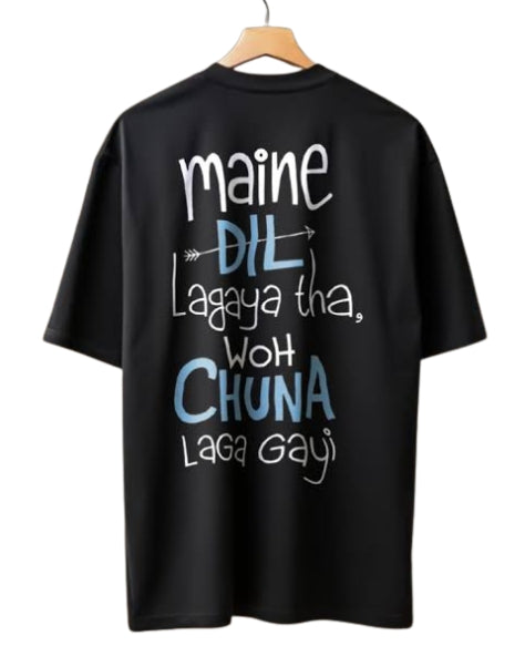 Hindi Typography Black Oversized T-Shirt